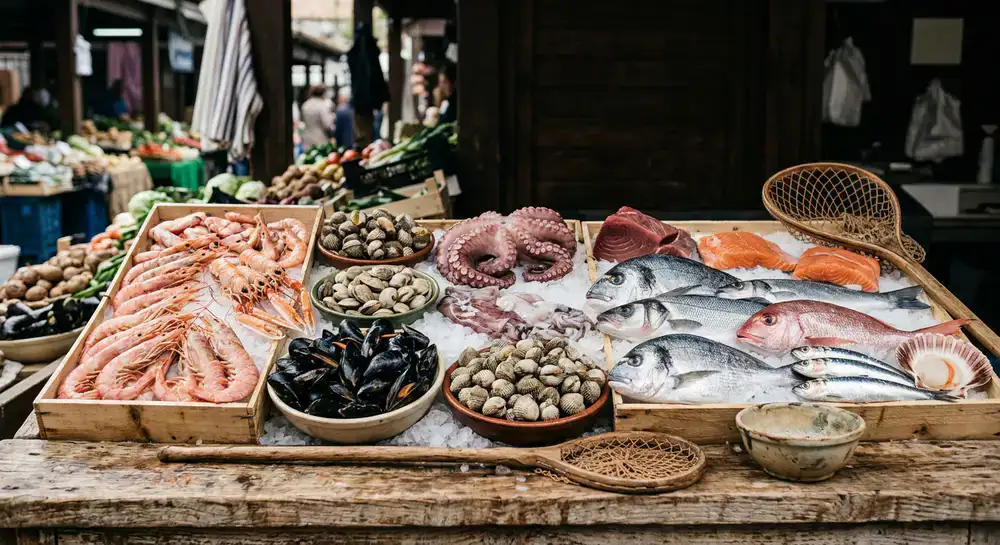 Mariscos variados listos para la venta